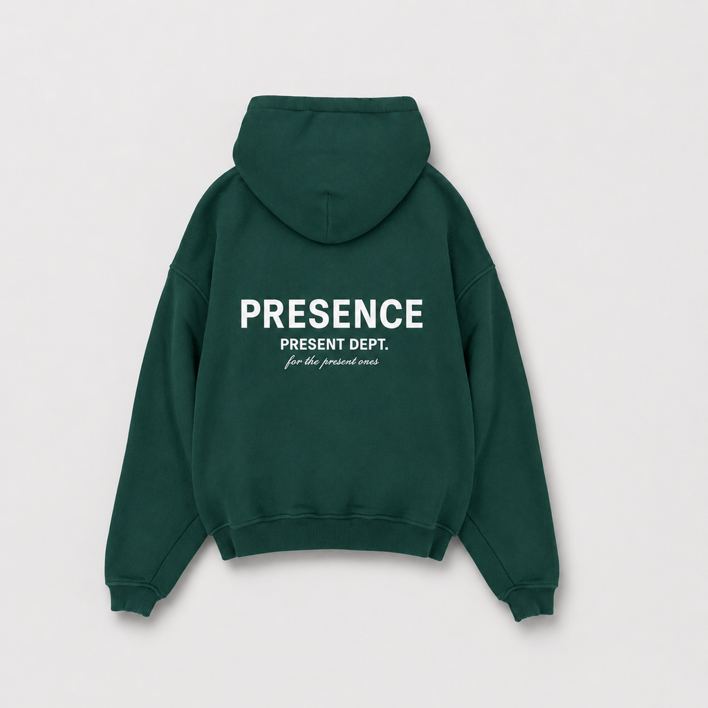 PRESENCE FULL LOGO HOODIE - FOREST GREEN