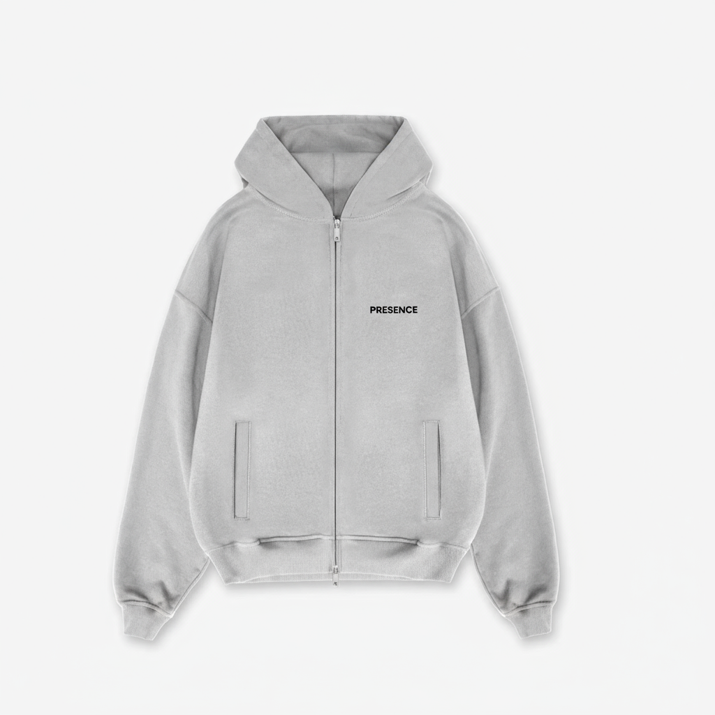 PRESENCE Zip Hoodie - Light Grey