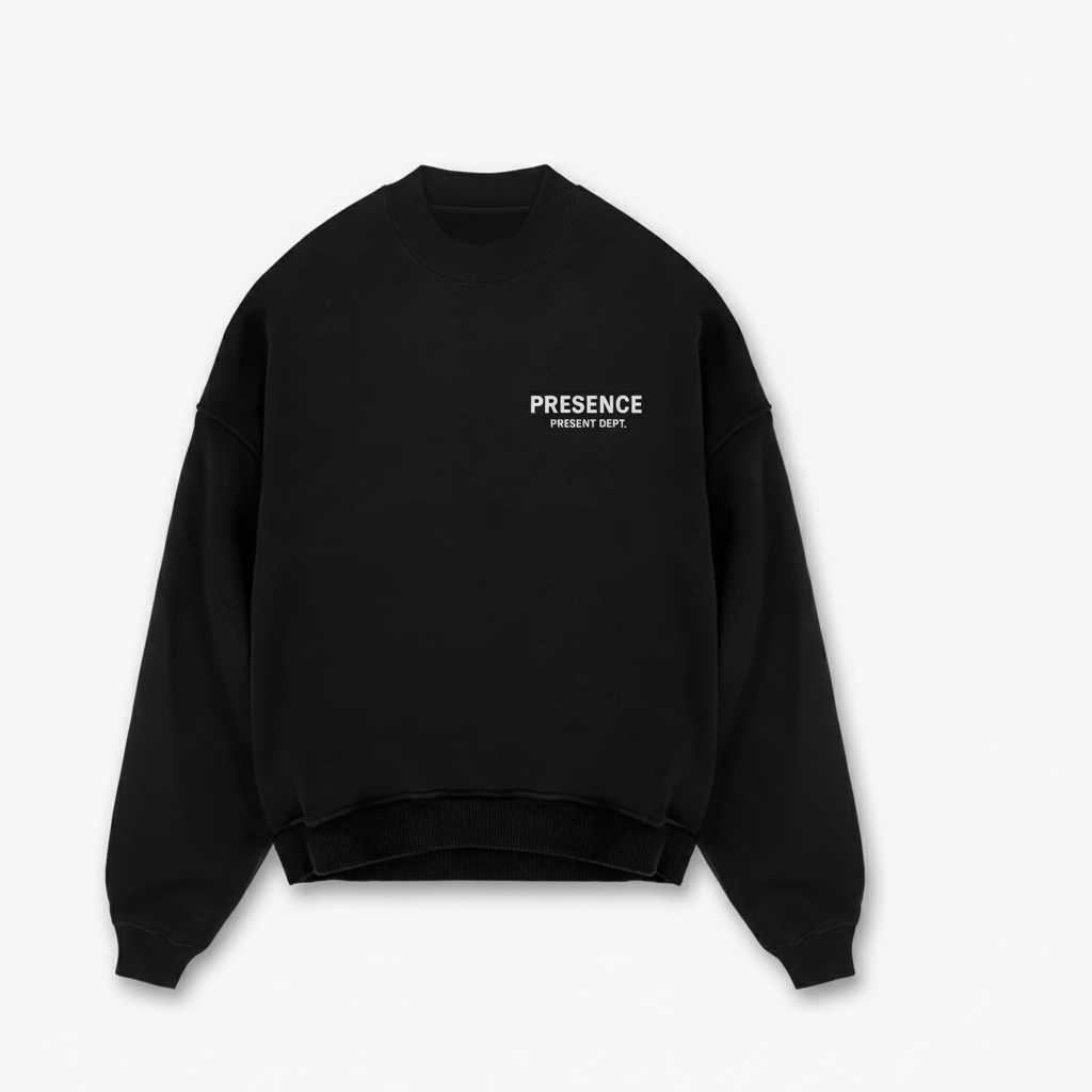 PRESENCE Oversized Crew Sweat - Black